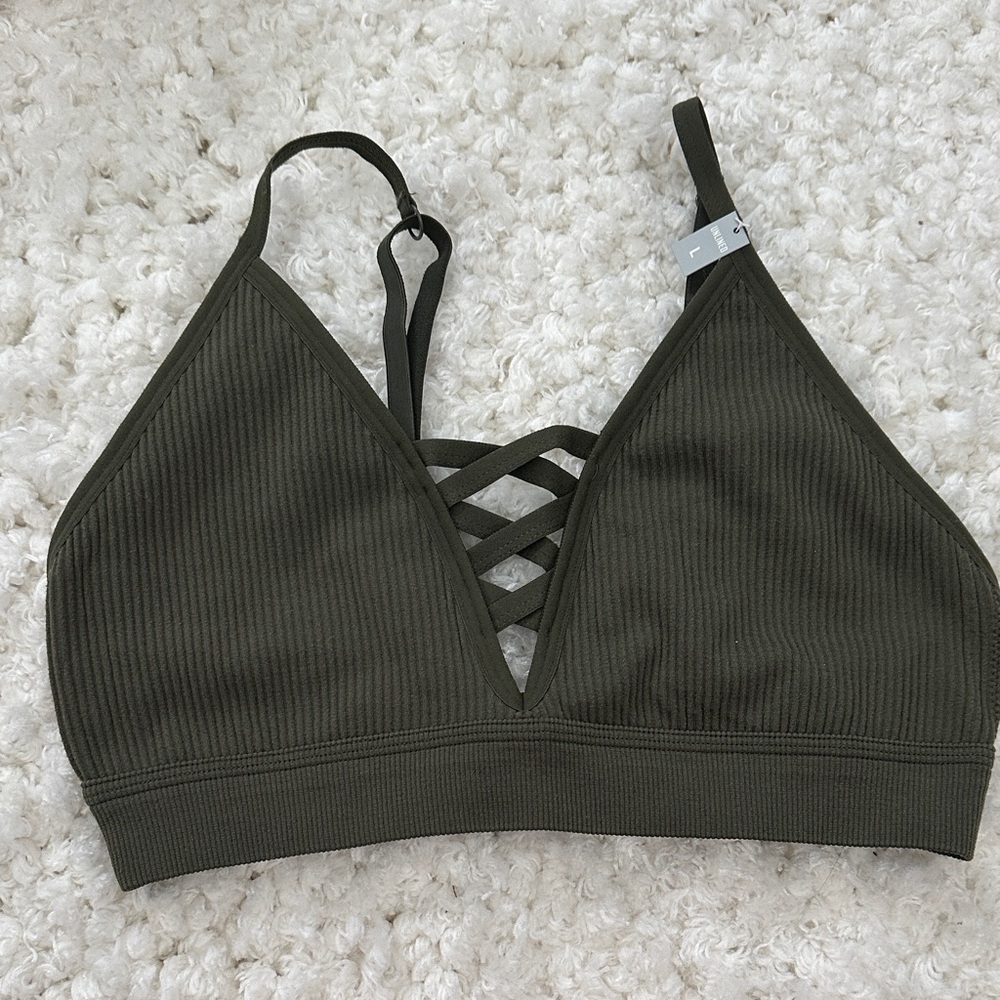 PINK Victoria's Secret Olive Ribbed Bralette